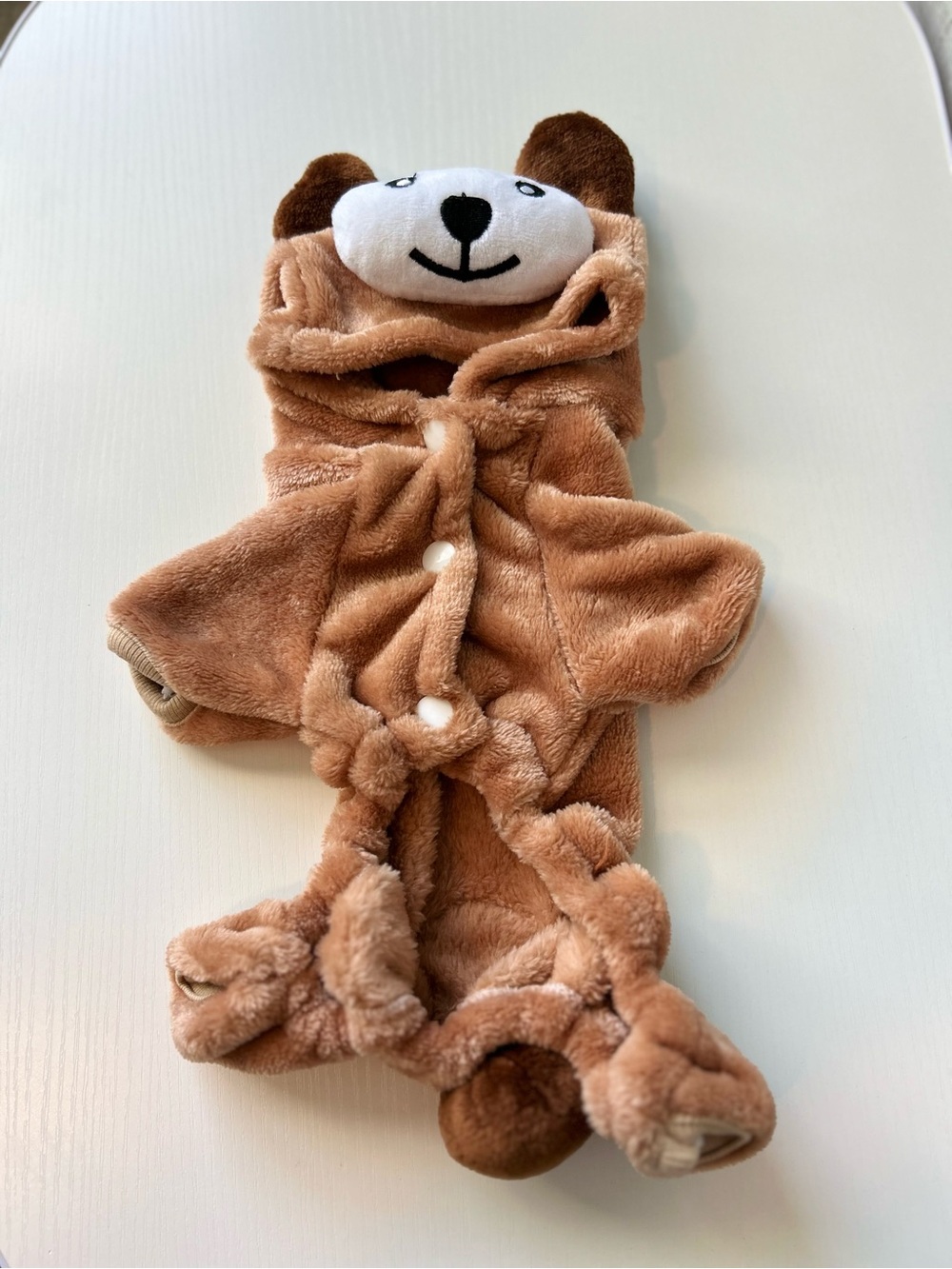 Teddy Bear Dog Costume Small Plush Hooded Pet Halloween Outfit Soft Cute
